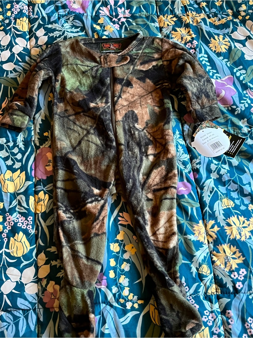 Trail Crest Kids' Camouflage Footed One-Piece - Green/Brown Size 6-12 Months NWT